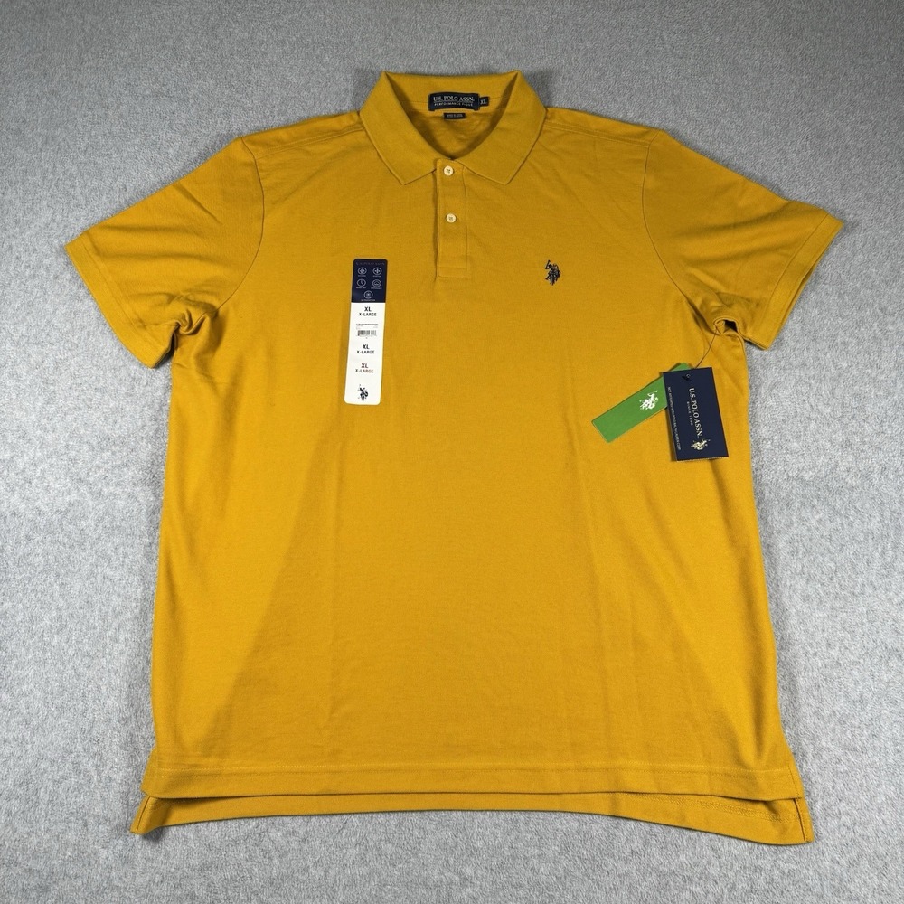 NWT U.S. Polo Assn Performance Pique Polo Men's Gold Size XL